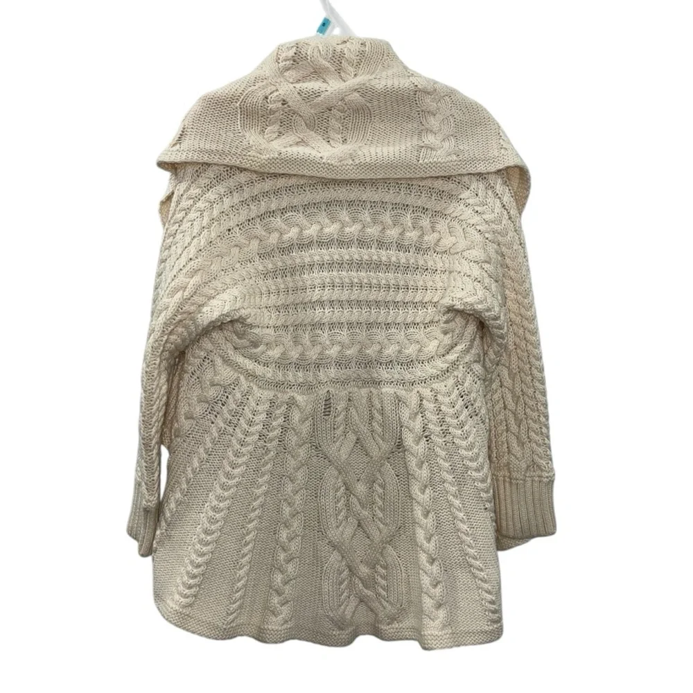 Ralph Lauren Girls Yth S 7/8 Cable Knit Cardigan Cream Ivory Open‎ Front Sweater